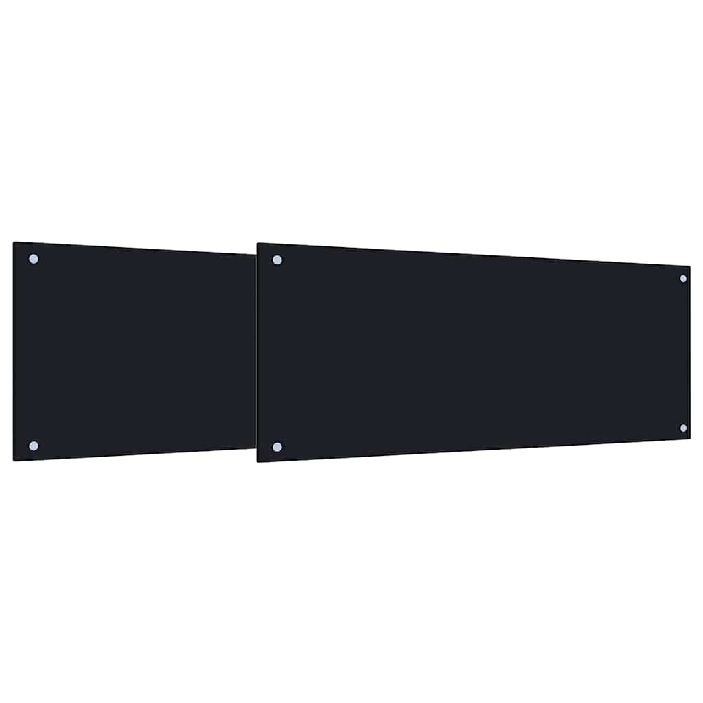 Schienale da cucina 2 pcs Nero 100 x 40 cm vetro temperato