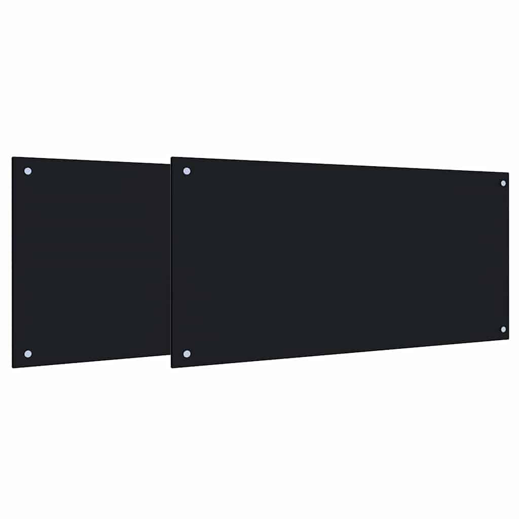 Schienale da cucina 2 pcs Nero 100 x 50 cm vetro temperato