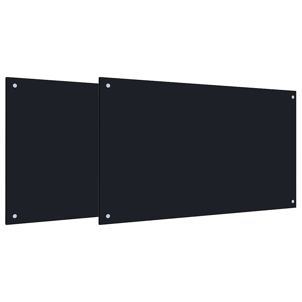 Schienale da cucina 2 pcs Nero 100 x 60 cm vetro temperato