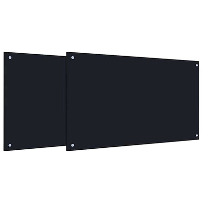 Schienale da cucina 2 pcs Nero 100 x 60 cm vetro temperato