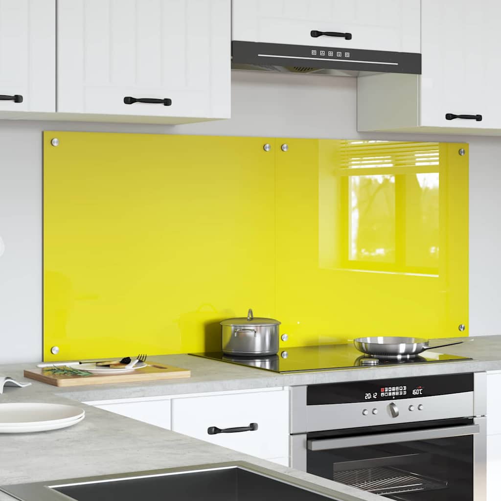 Schienale da cucina 2 pcs Giallo 70 x 60 cm vetro temperato