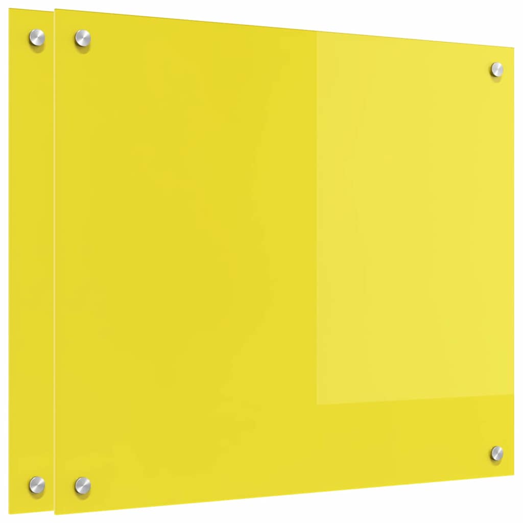 Schienale da cucina 2 pcs Giallo 70 x 60 cm vetro temperato