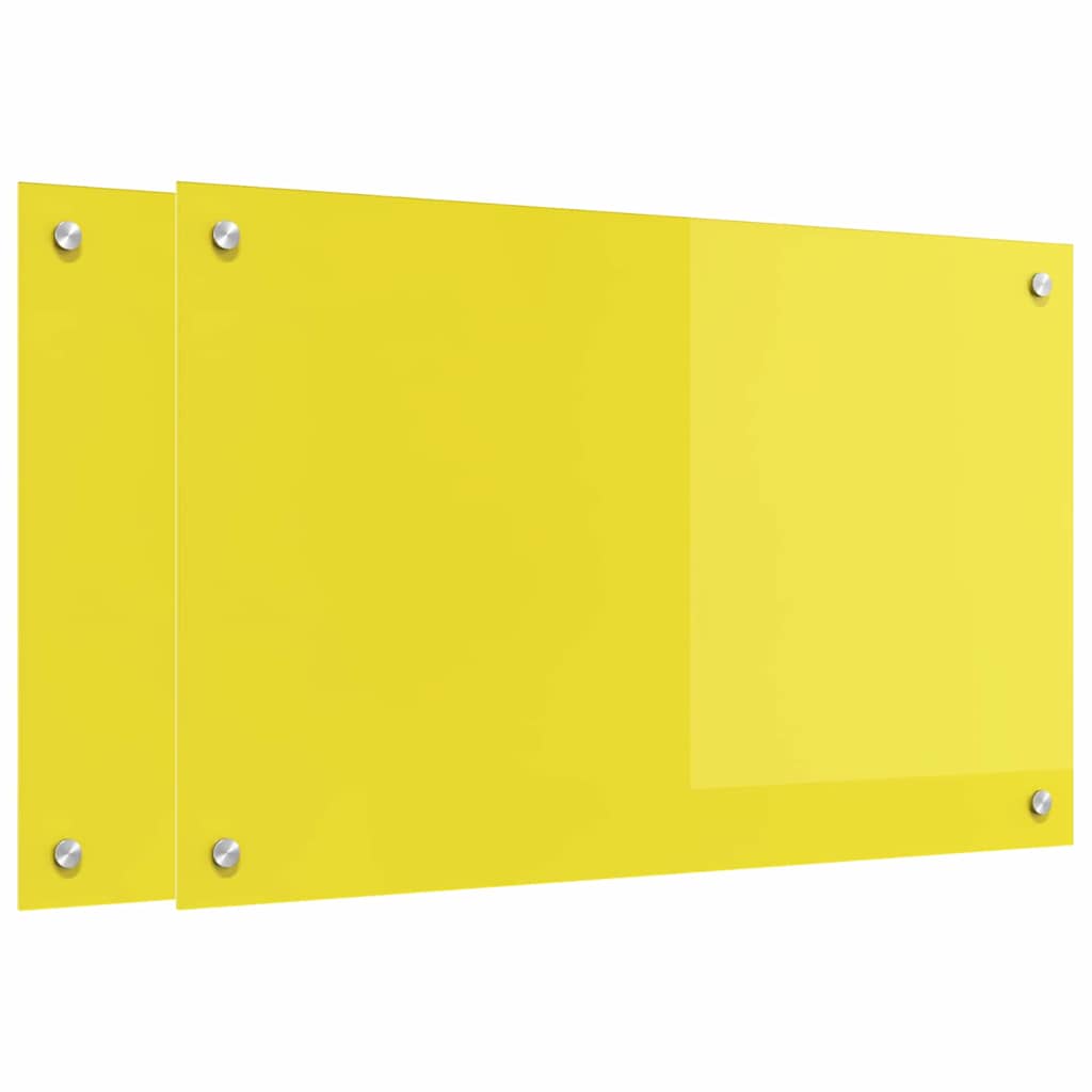 Schienale da cucina 2 pcs Giallo 80 x 50 cm vetro temperato