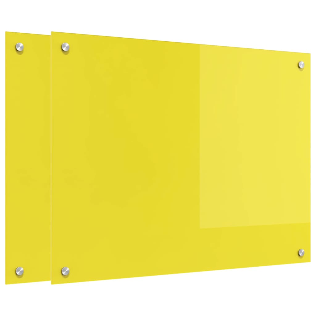 Schienale da cucina 2 pcs Giallo 80 x 60 cm vetro temperato