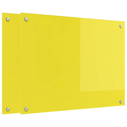 Schienale da cucina 2 pcs Giallo 80 x 60 cm vetro temperato