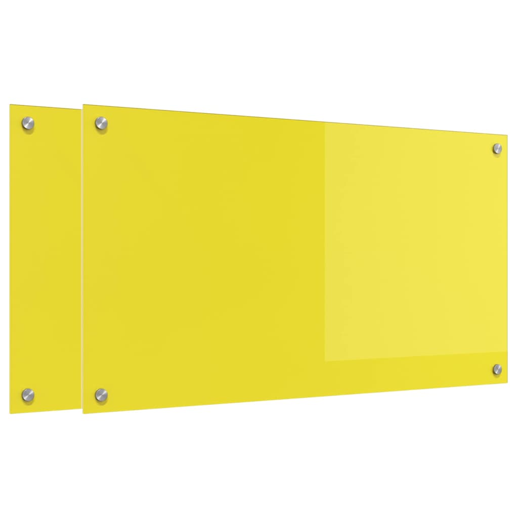 Schienale da cucina 2 pcs Giallo 90 x 50 cm vetro temperato