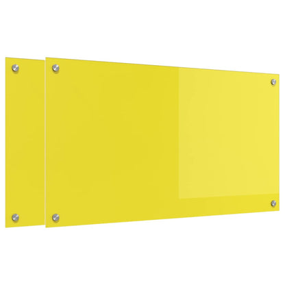 Schienale da cucina 2 pcs Giallo 90 x 50 cm vetro temperato