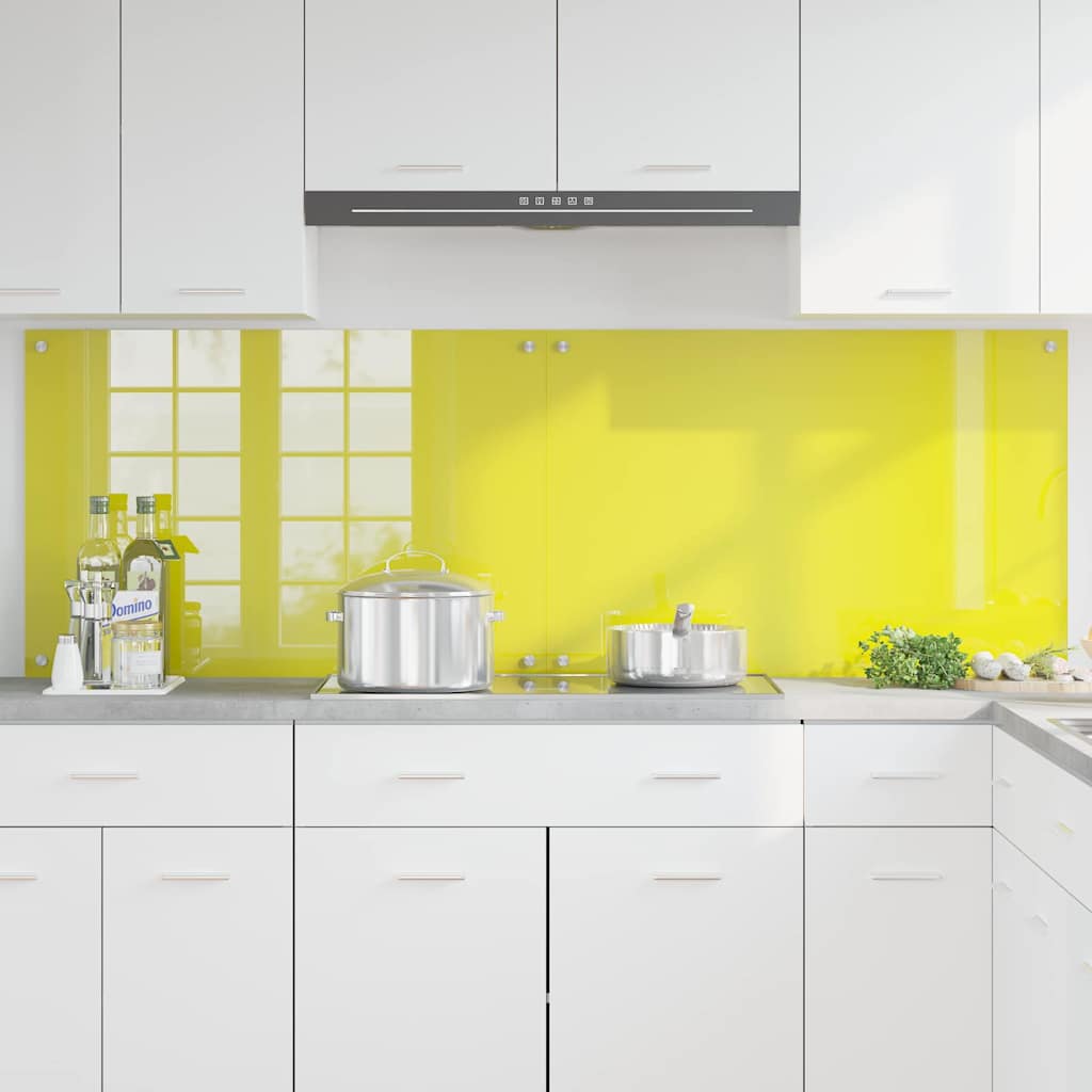 Schienale da cucina 2 pcs Giallo 90 x 60 cm vetro temperato
