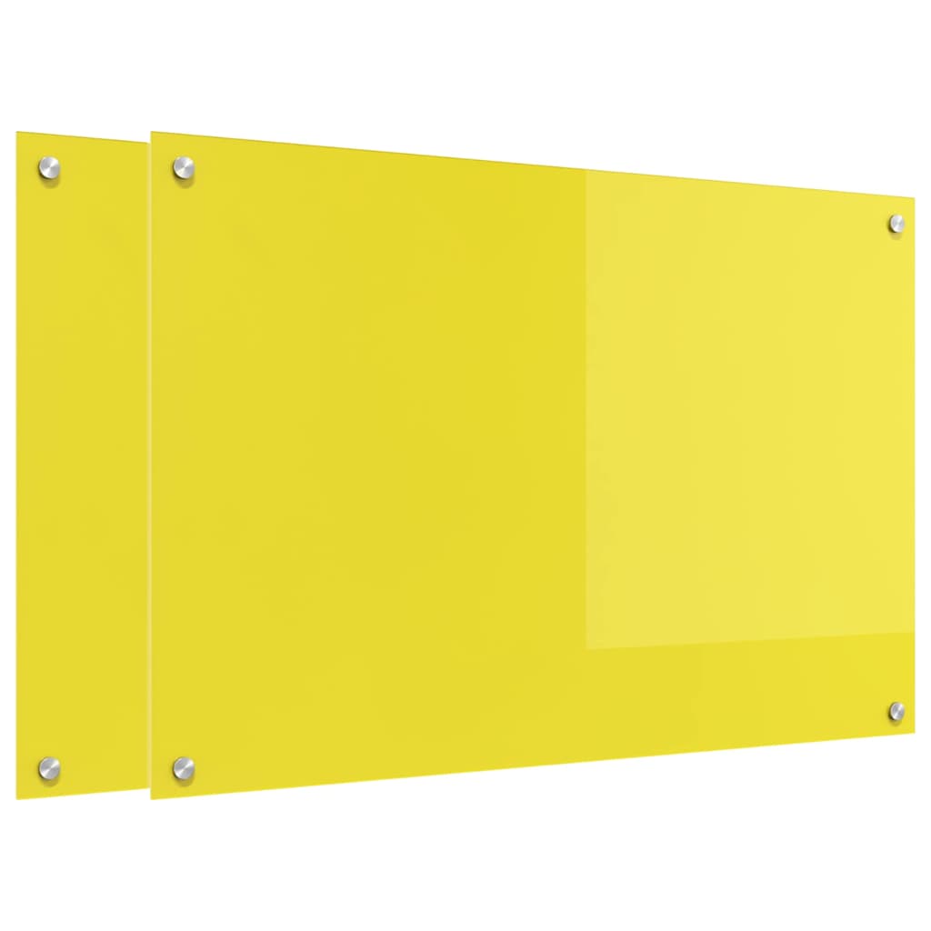 Schienale da cucina 2 pcs Giallo 90 x 60 cm vetro temperato
