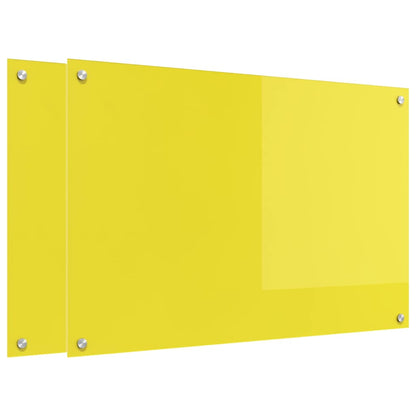 Schienale da cucina 2 pcs Giallo 90 x 60 cm vetro temperato