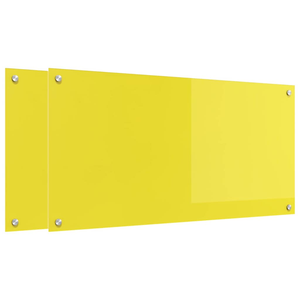 Schienale da cucina 2 pcs Giallo 100 x 50 cm vetro temperato