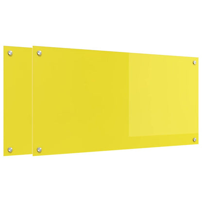 Schienale da cucina 2 pcs Giallo 100 x 50 cm vetro temperato