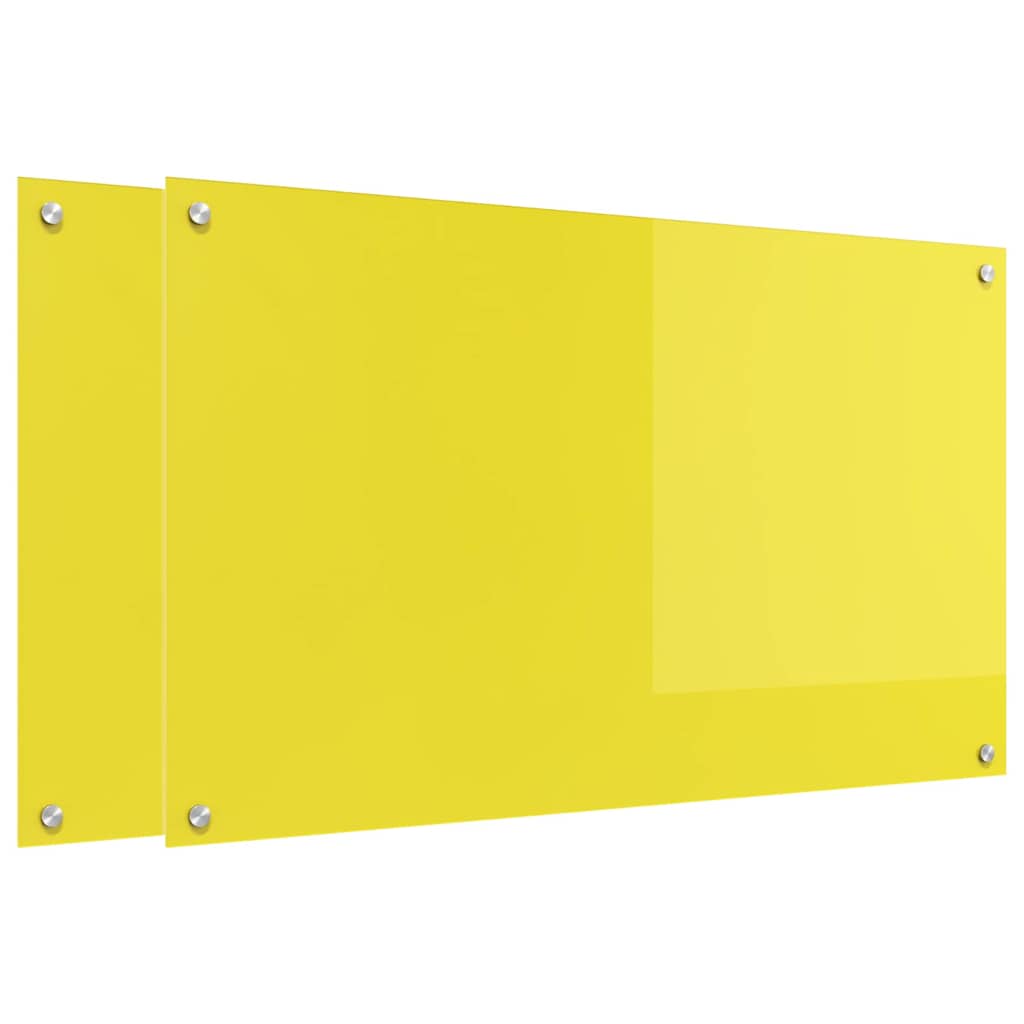 Schienale da cucina 2 pcs Giallo 100 x 60 cm vetro temperato