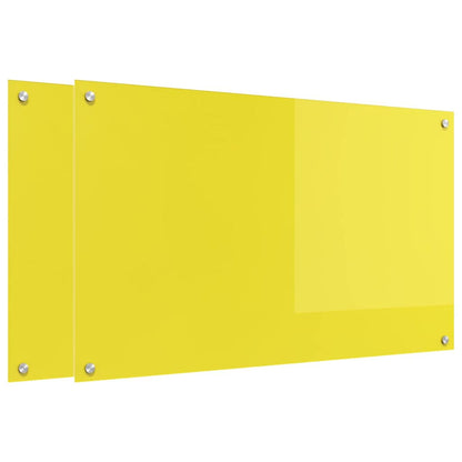 Schienale da cucina 2 pcs Giallo 100 x 60 cm vetro temperato