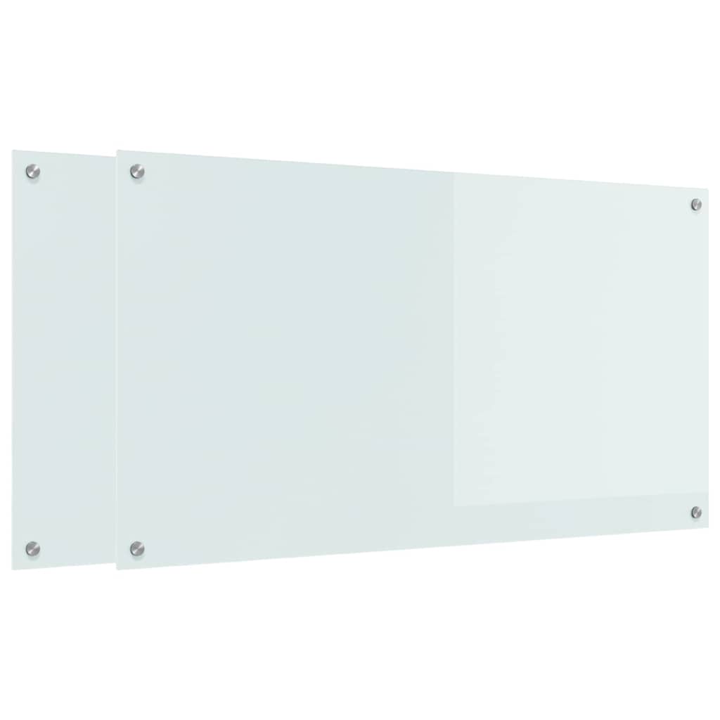 Schienale da cucina 2 pcs Bianco 110 x 60 cm vetro temperato