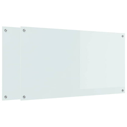 Schienale da cucina 2 pcs Bianco 110 x 60 cm vetro temperato