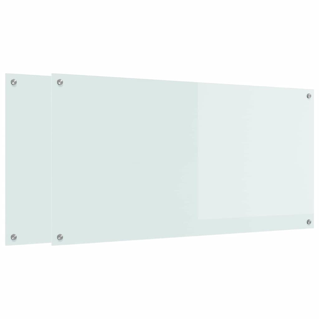 Schienale da cucina 2 pcs Bianco 120 x 60 cm vetro temperato