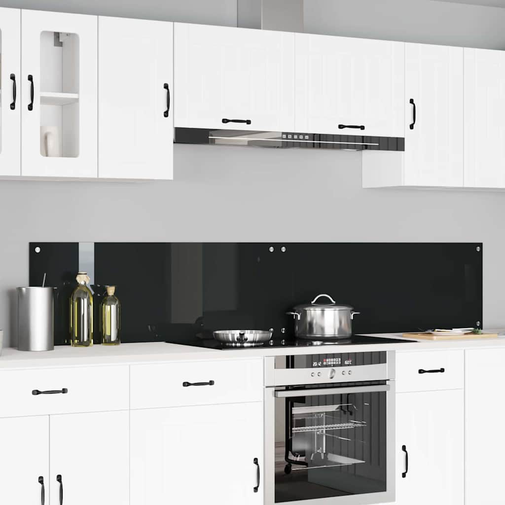 Schienale da cucina 2 pcs Nero 110 x 40 cm vetro temperato