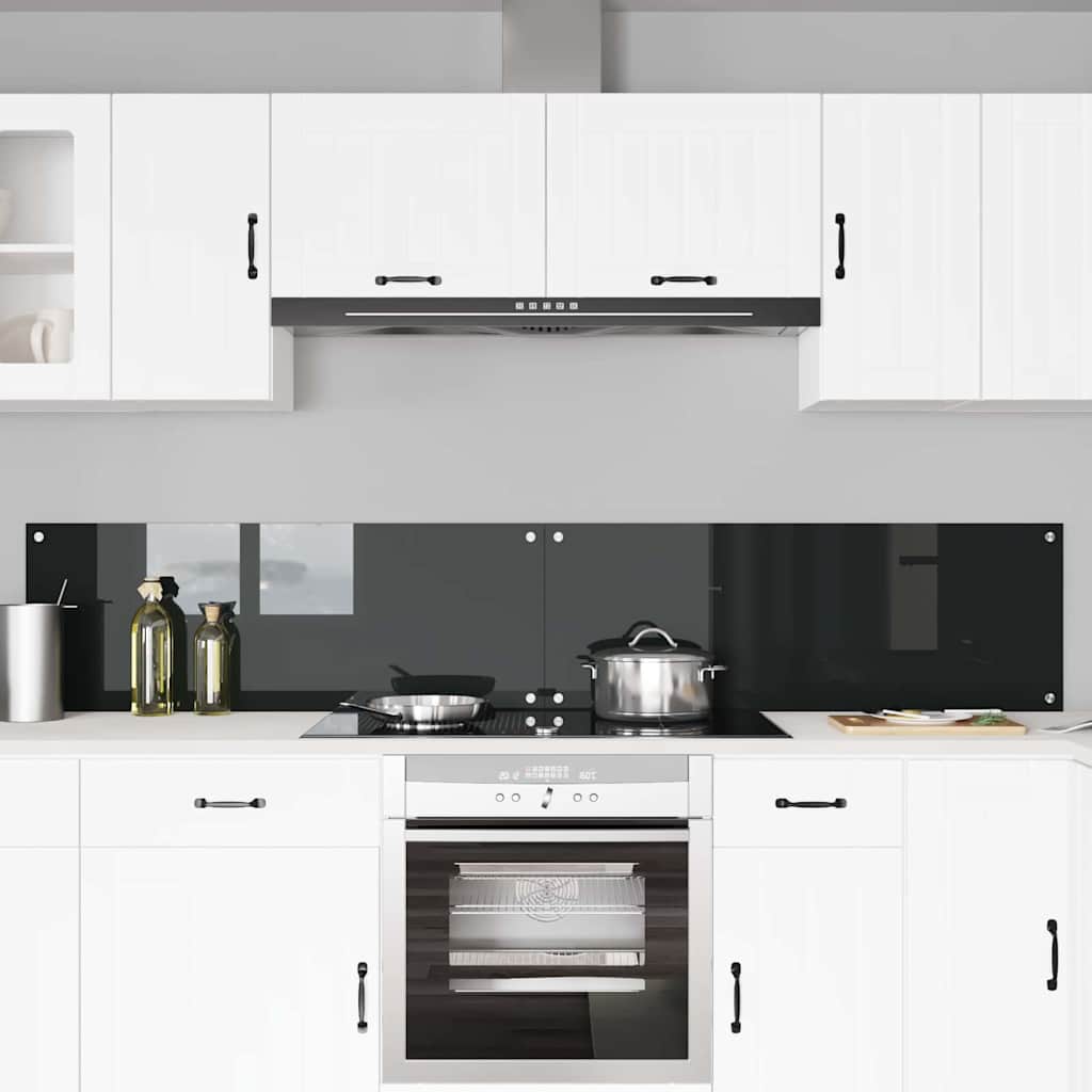 Schienale da cucina 2 pcs Nero 110 x 40 cm vetro temperato