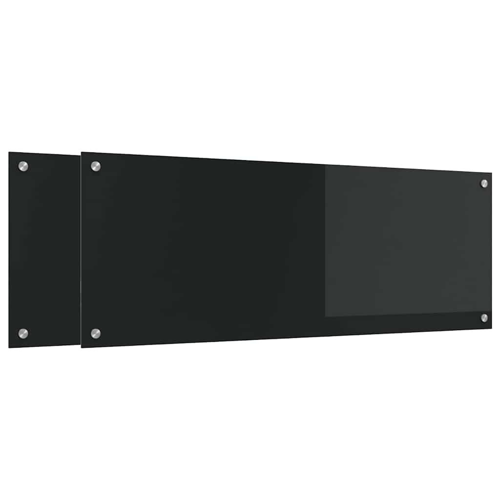 Schienale da cucina 2 pcs Nero 110 x 40 cm vetro temperato