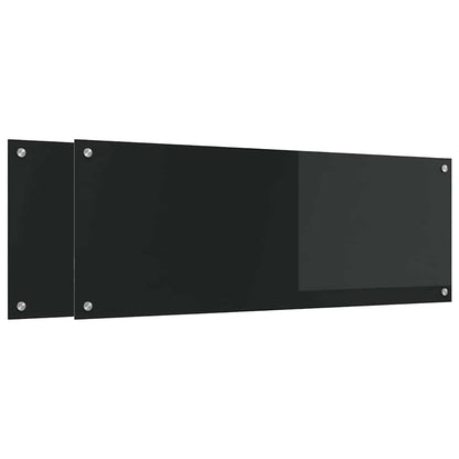 Schienale da cucina 2 pcs Nero 110 x 40 cm vetro temperato
