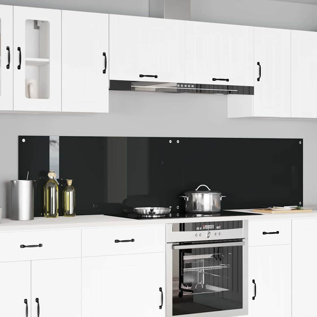 Schienale da cucina 2 pcs Nero 110 x 50 cm vetro temperato