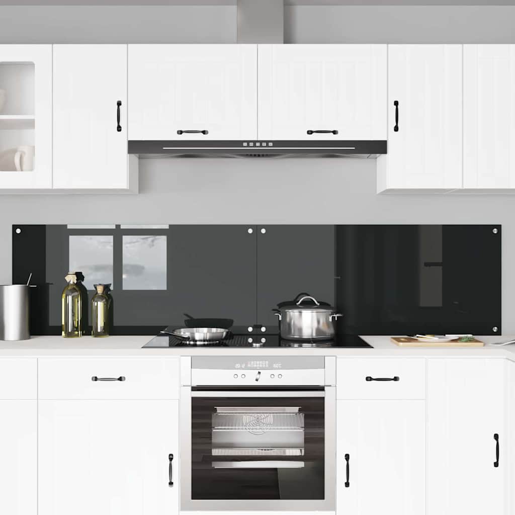 Schienale da cucina 2 pcs Nero 110 x 50 cm vetro temperato