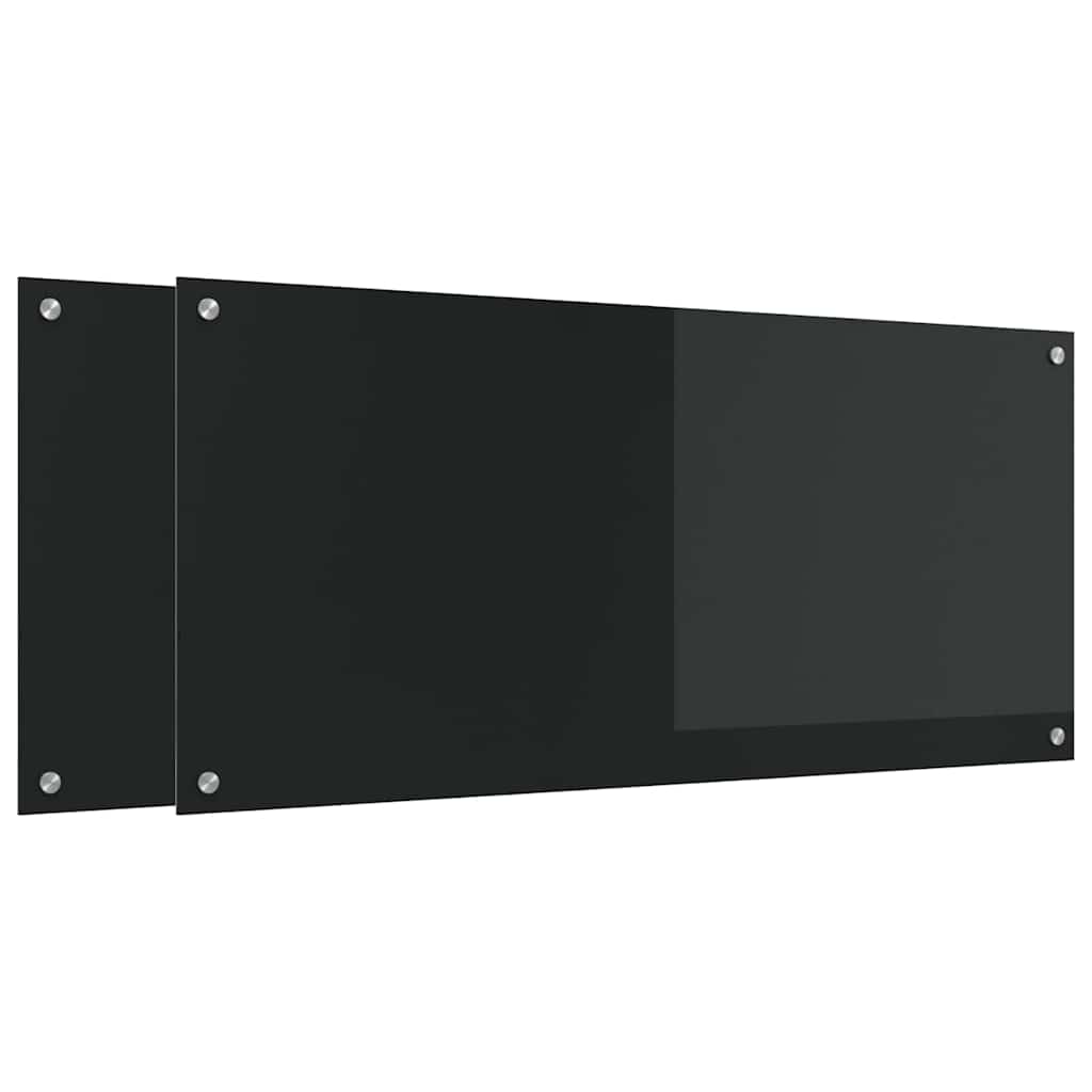 Schienale da cucina 2 pcs Nero 110 x 50 cm vetro temperato