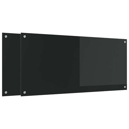 Schienale da cucina 2 pcs Nero 110 x 50 cm vetro temperato