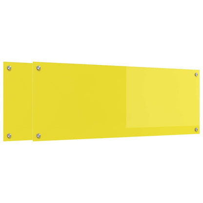 Schienale da cucina 2 pcs Giallo 110 x 40 cm vetro temperato