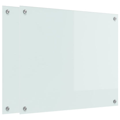 Schienale da cucina 2 pcs Bianco 70 x 60 cm vetro temperato