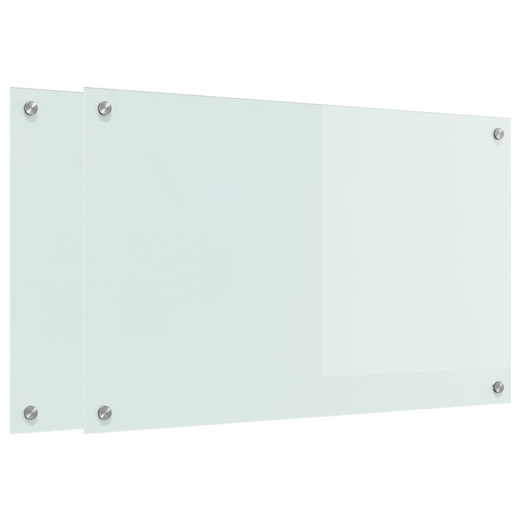 Schienale da cucina 2 pcs Bianco 80 x 50 cm vetro temperato