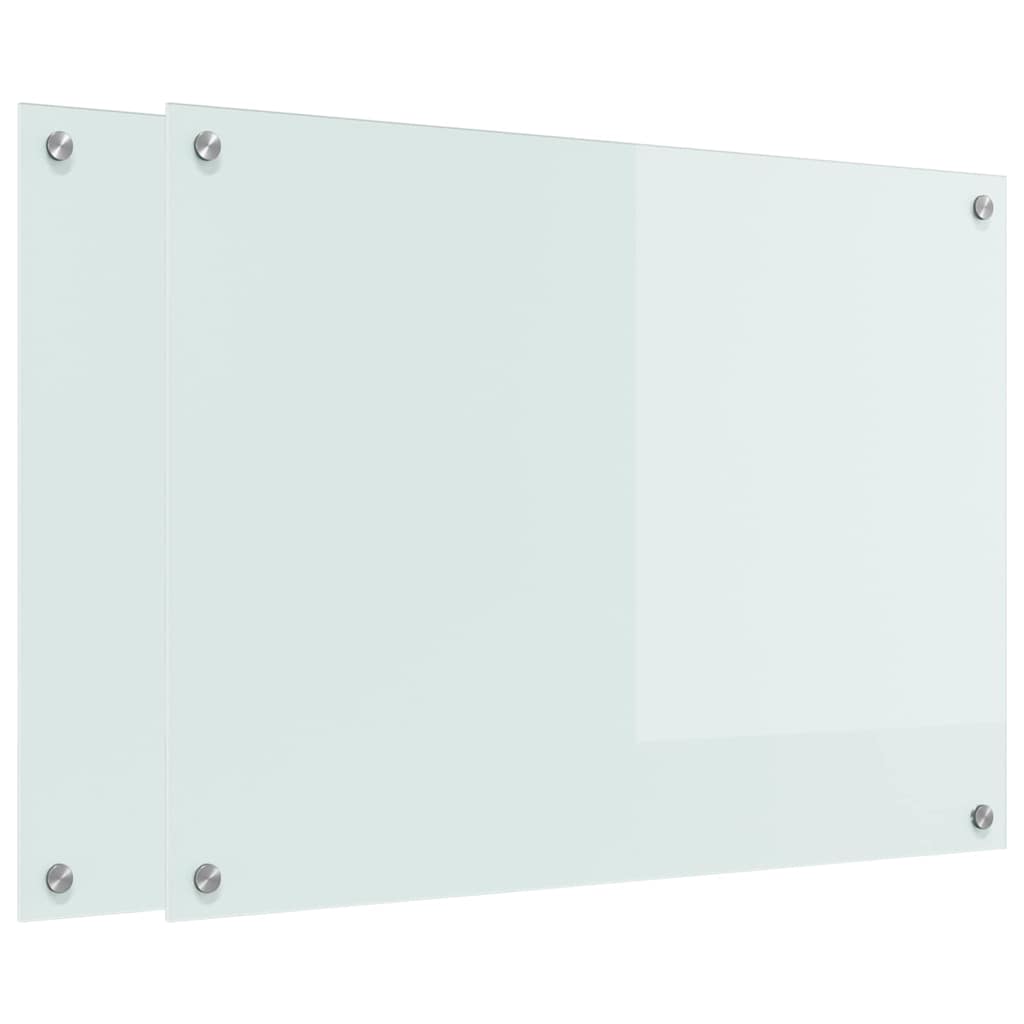 Schienale da cucina 2 pcs Bianco 80 x 60 cm vetro temperato