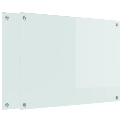 Schienale da cucina 2 pcs Bianco 80 x 60 cm vetro temperato