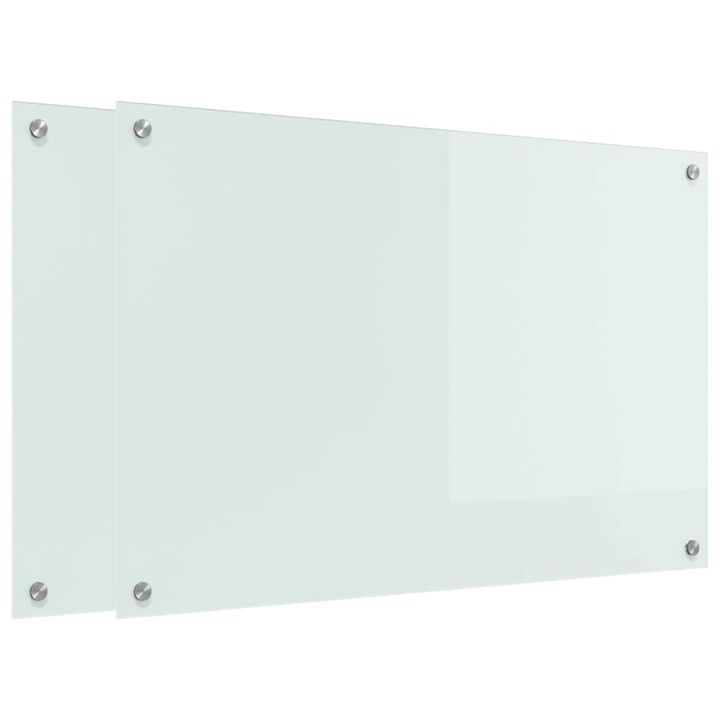 Schienale da cucina 2 pcs Bianco 90 x 60 cm vetro temperato