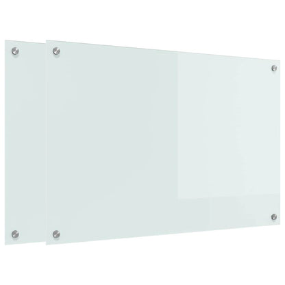 Schienale da cucina 2 pcs Bianco 90 x 60 cm vetro temperato