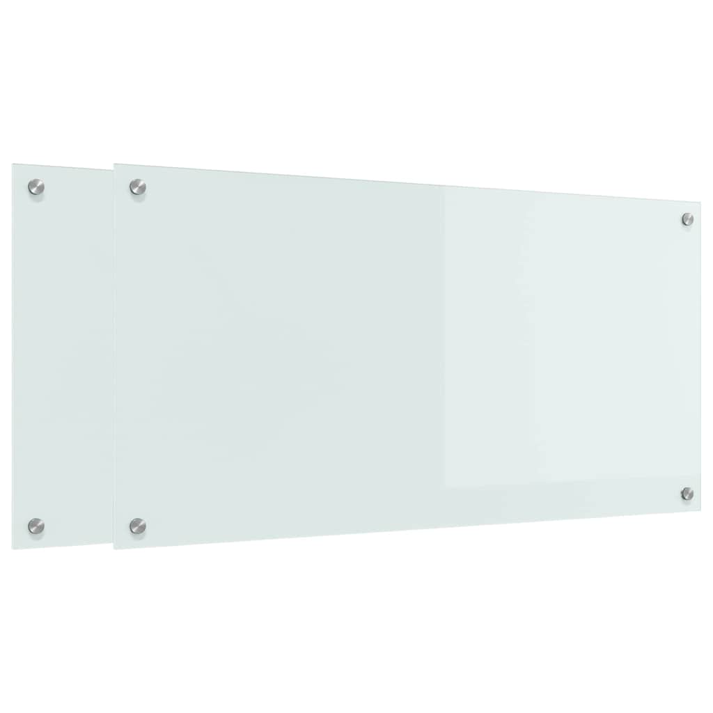 Schienale da cucina 2 pcs Bianco 100 x 50 cm vetro temperato