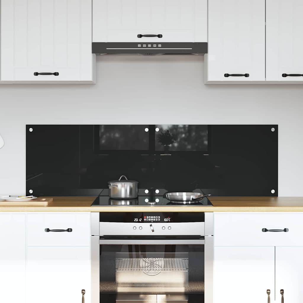 Schienale da cucina 2 pcs Nero 70 x 40 cm vetro temperato