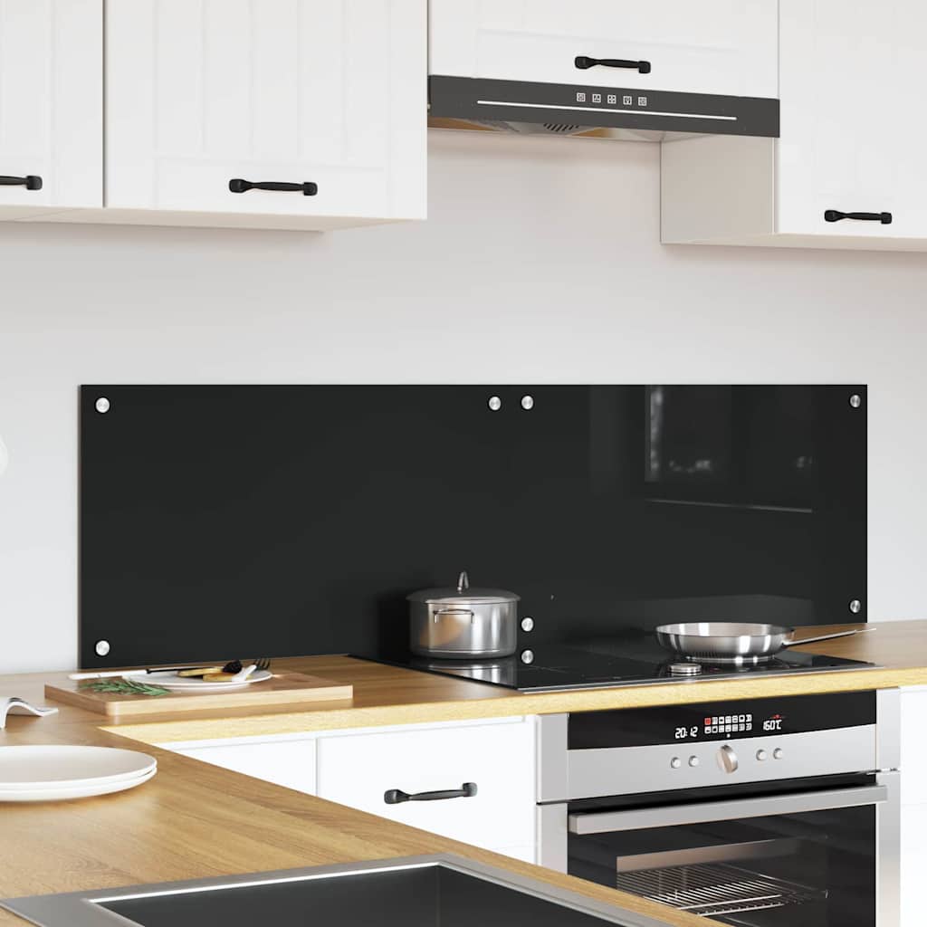 Schienale da cucina 2 pcs Nero 70 x 40 cm vetro temperato