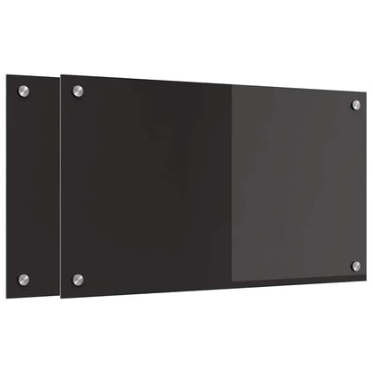 Schienale da cucina 2 pcs Nero 70 x 40 cm vetro temperato