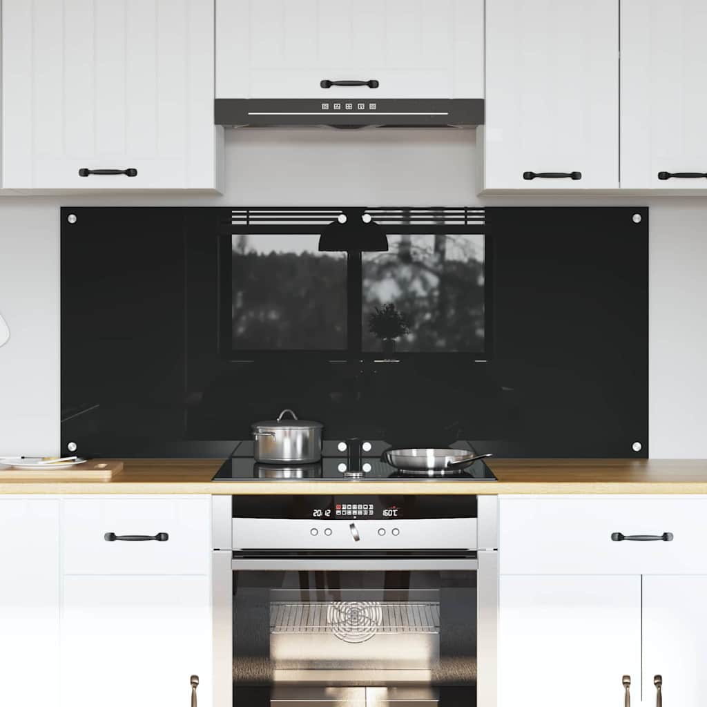 Schienale da cucina 2 pcs Nero 70 x 60 cm vetro temperato