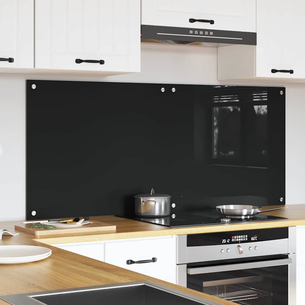 Schienale da cucina 2 pcs Nero 70 x 60 cm vetro temperato