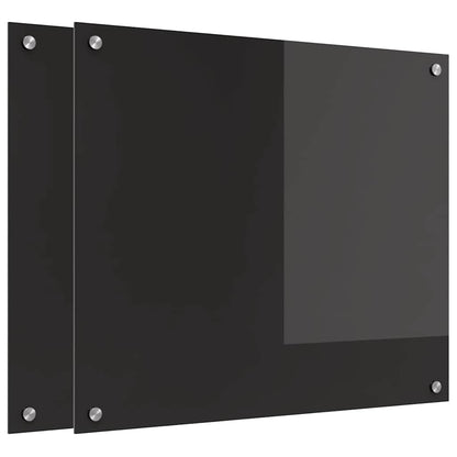 Schienale da cucina 2 pcs Nero 70 x 60 cm vetro temperato
