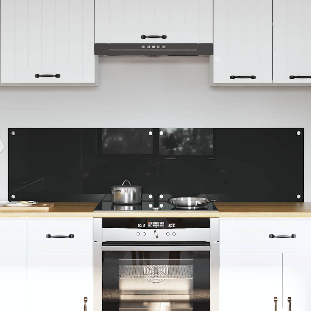 Schienale da cucina 2 pcs Nero 80 x 40 cm vetro temperato