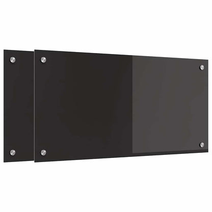 Schienale da cucina 2 pcs Nero 80 x 40 cm vetro temperato