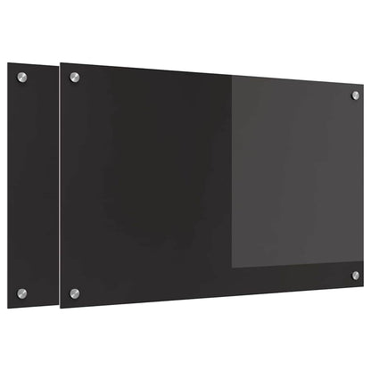 Schienale da cucina 2 pcs Nero 80 x 50 cm vetro temperato