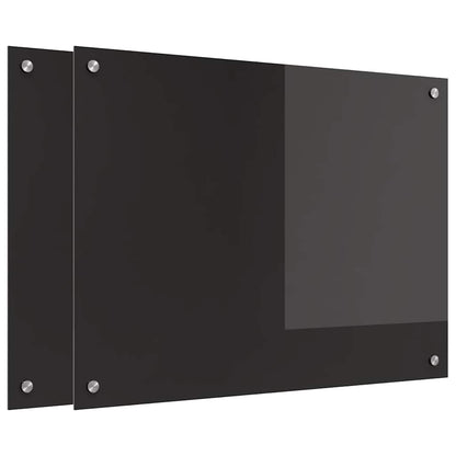 Schienale da cucina 2 pcs Nero 80 x 60 cm vetro temperato