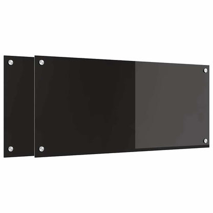 Schienale da cucina 2 pcs Nero 90 x 40 cm vetro temperato
