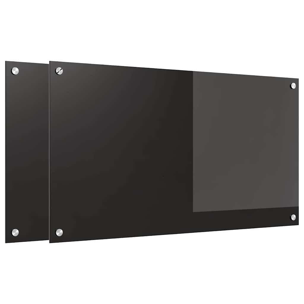 Schienale da cucina 2 pcs Nero 90 x 50 cm vetro temperato