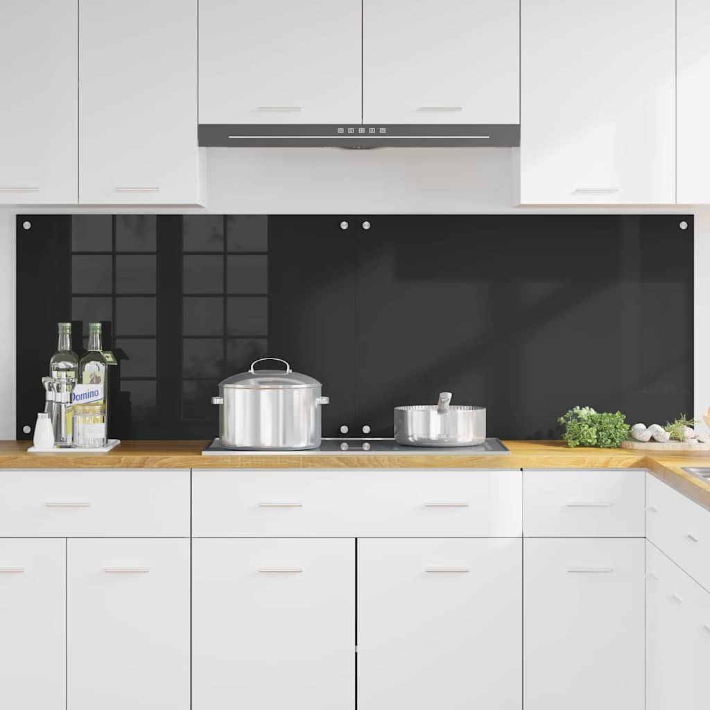 Schienale da cucina 2 pcs Nero 90 x 60 cm vetro temperato